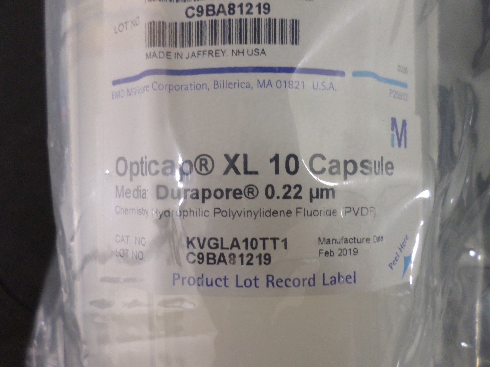 MILLIPORE Opticap 0.22µm 1-1/2″ Durapore XL 10 Capsule Filter KVGLA10TT1 (1/Bag)