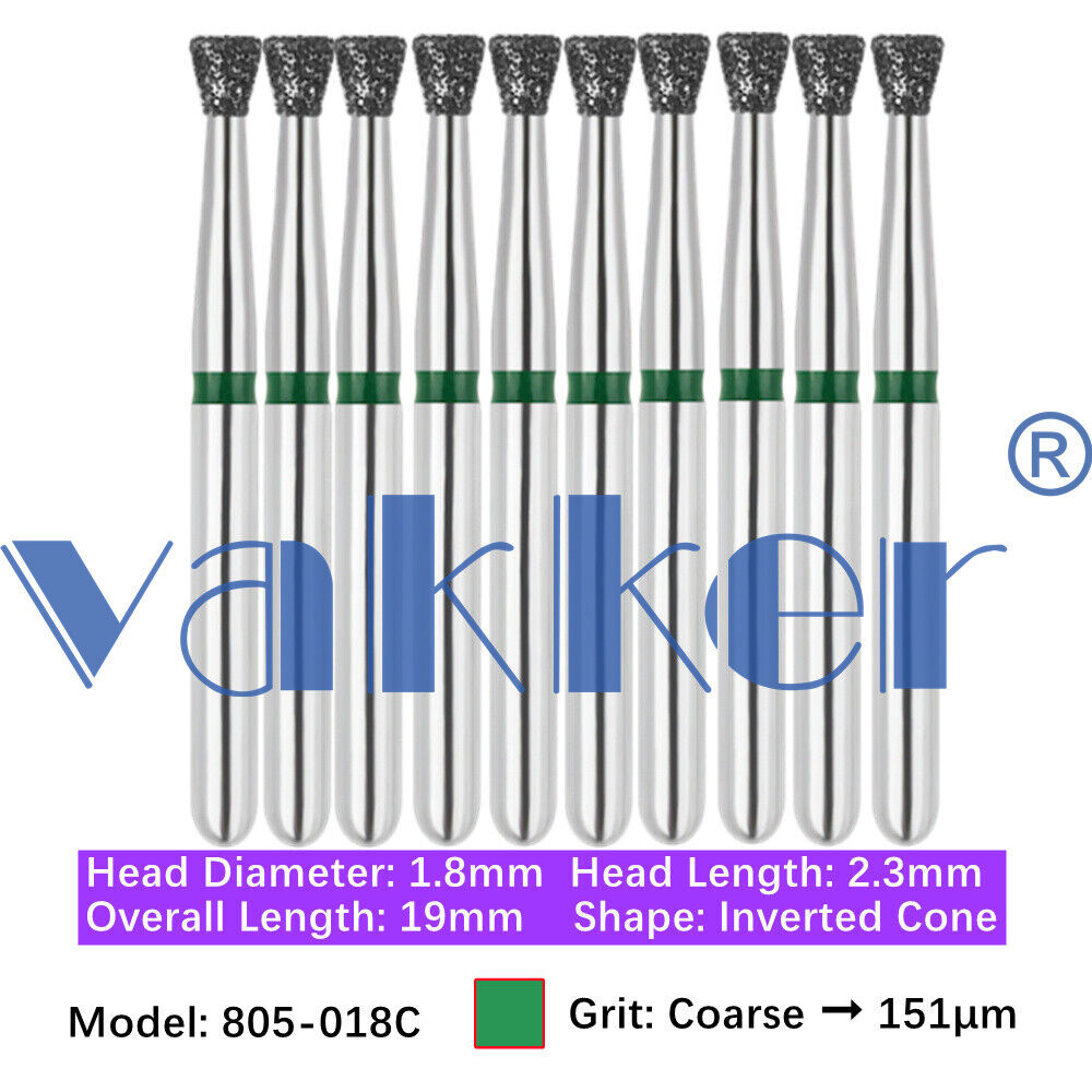 10Burs/pk Dental FG Diamond Burs High Speed Burs Inverted/ Double Inverted Cone