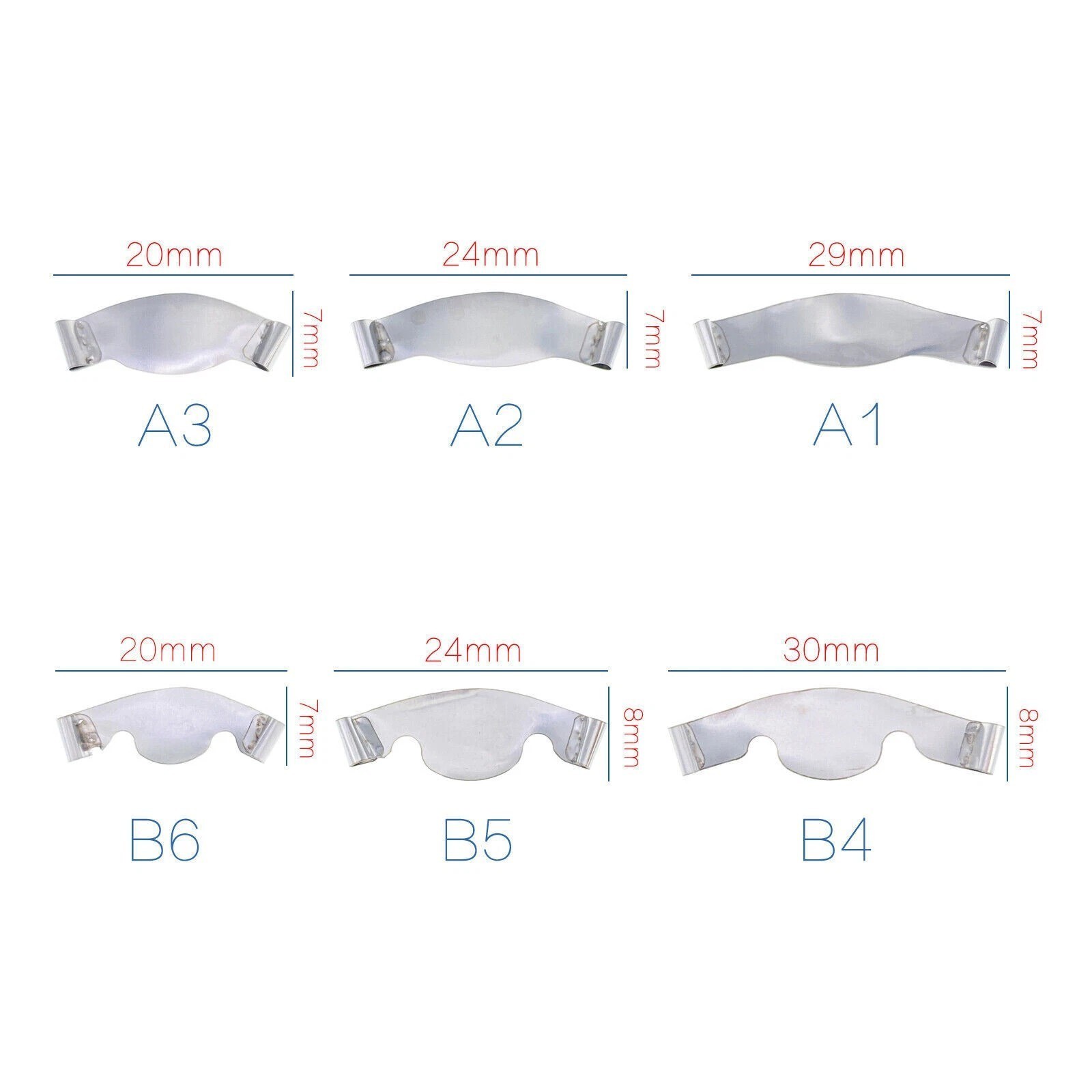 20 Pcs/Pack Dental Saddle Matrix Band Contoured 6 Sizes Opt Metal Ledge Matrices