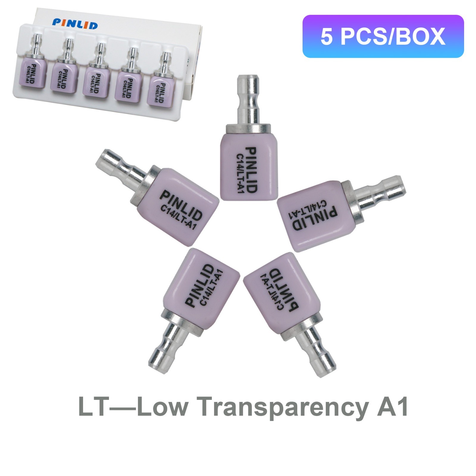 5Pcs/Box Dental C14 Glass Ceramic Lithium Dislicate Blocks Cerec CAD CAM