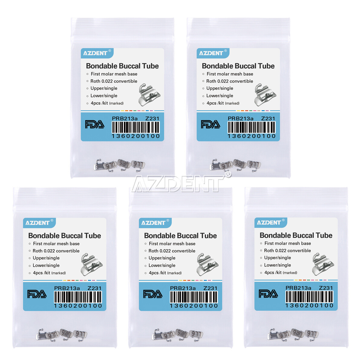 10Pack Dental Ortho Single Buccal Tube 1st/2nd Molar Bondable Roth/MBT 022 018