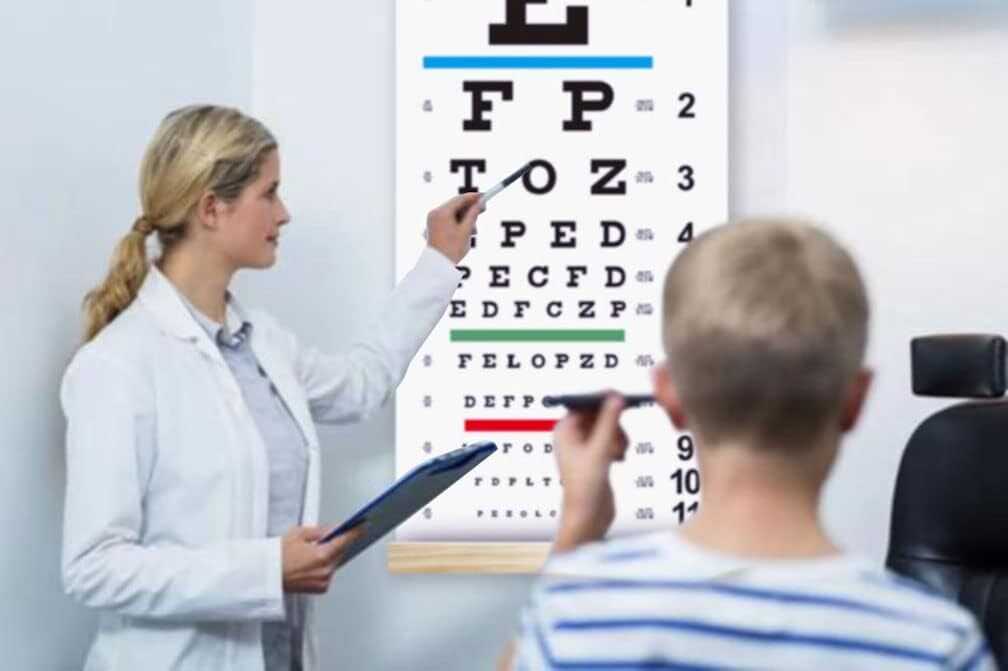 Snellen Eye Chart 11X22 Inch Wall Art With Occluder And Pointer For Vision Tests