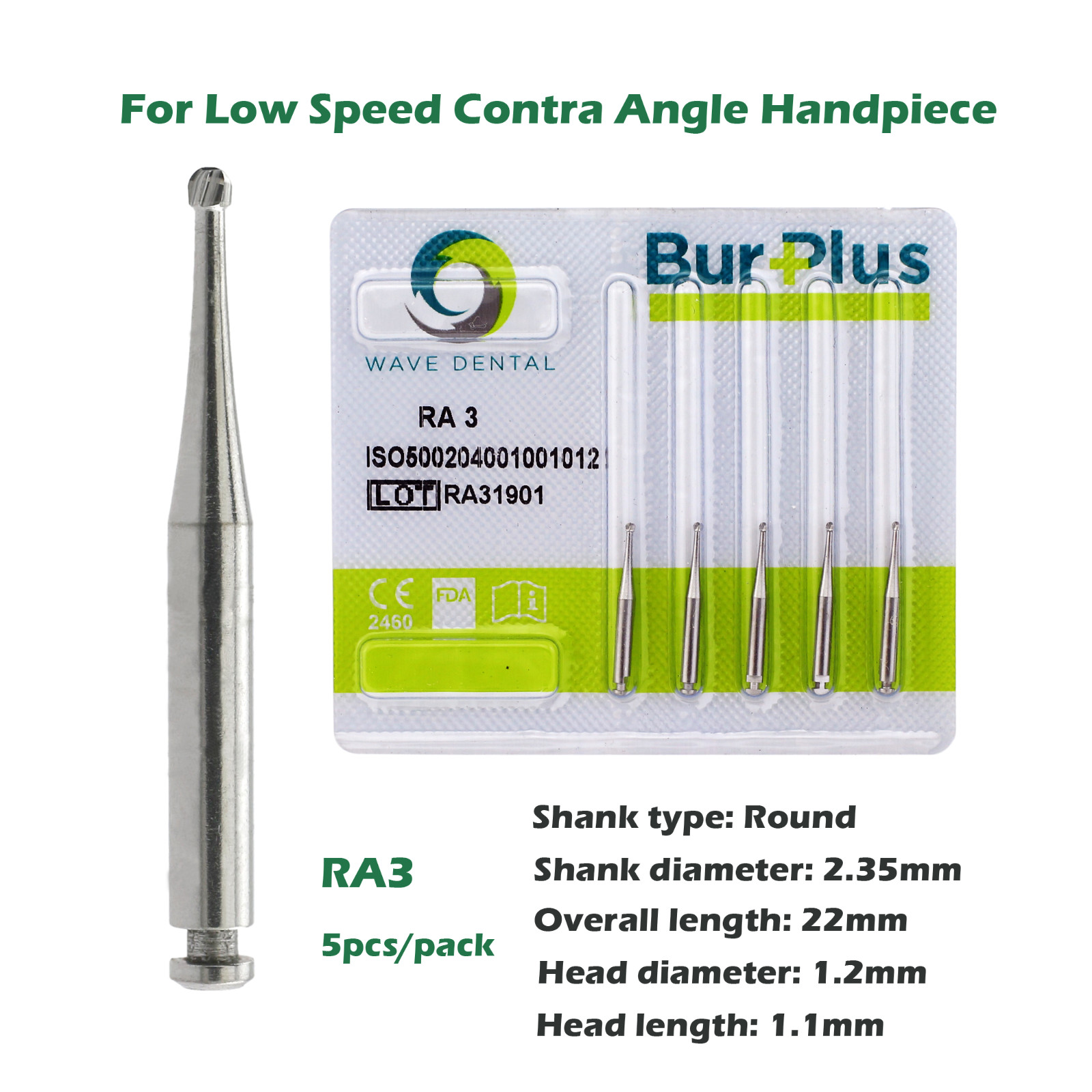 Wave Dental Surgical Burs Carbide Latch Low Speed Contra Angle Bur RA SURG 2 4 6