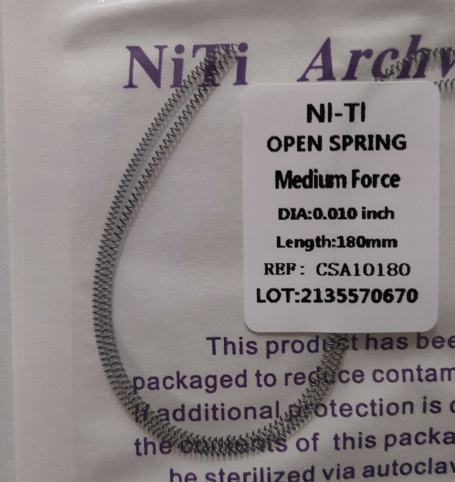 5 Packs Dental Orthodontic Coil Open Spring 010*180mm Niti Alloy Medium Force