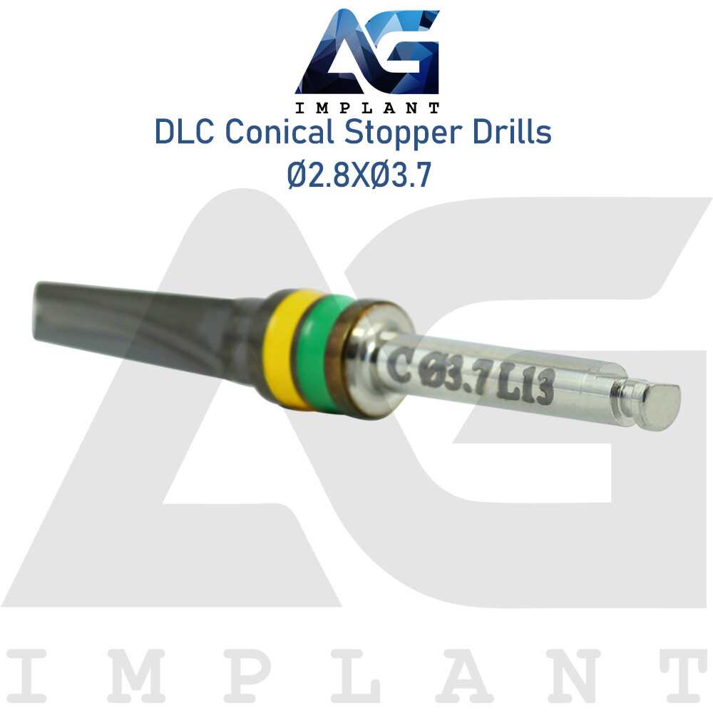 Ø2.8XØ3.7 Integral Stopper DLC Conical Drill External Irrigation Tool Carbon