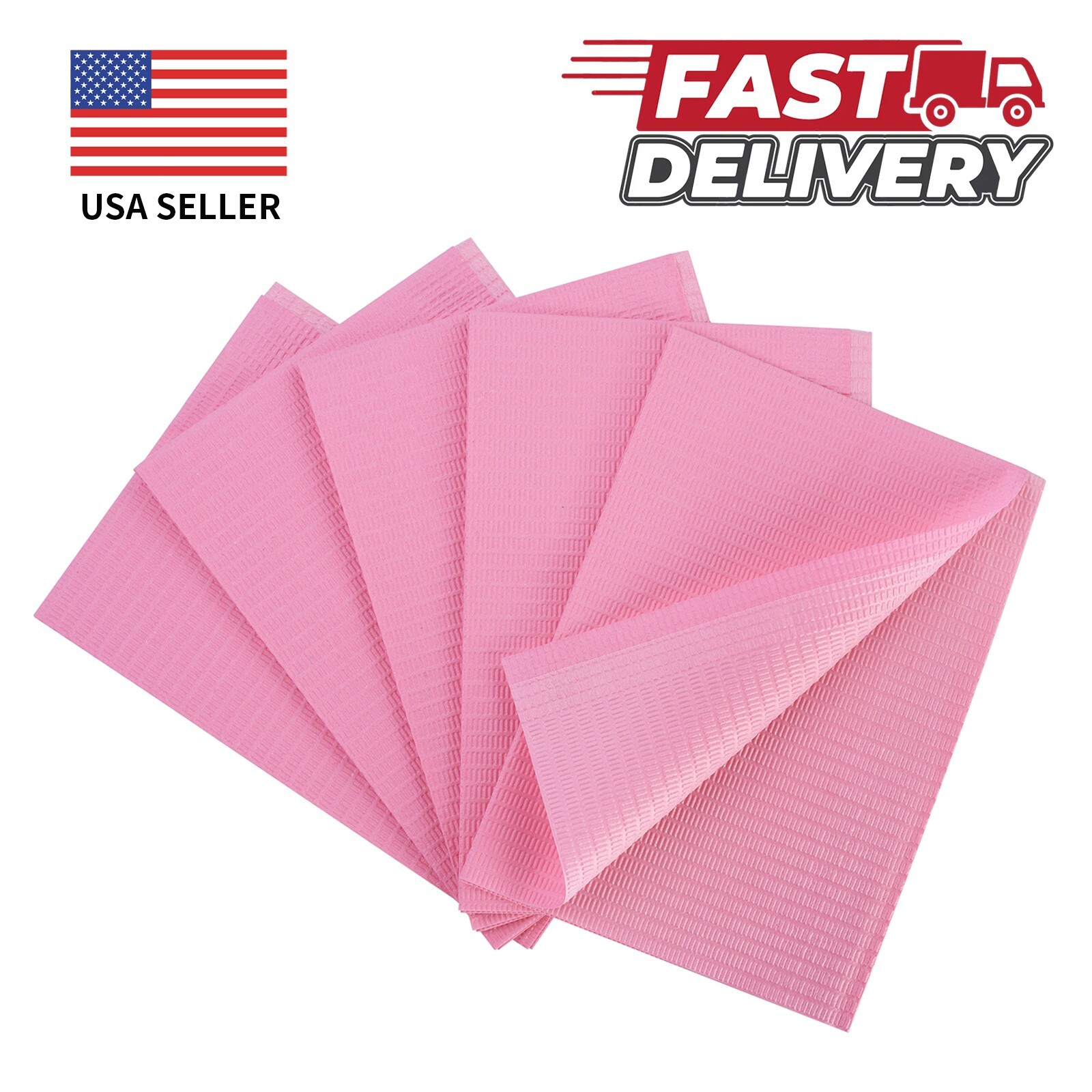 Pink Disposable Dental Bibs 3-Ply Medical Tattoo Towel 13″x18″-Up to 2000