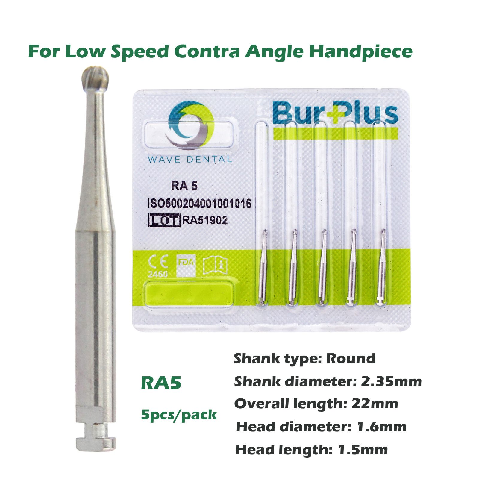 Wave Dental Surgical Burs Carbide Latch Low Speed Contra Angle Bur RA SURG 2 4 6