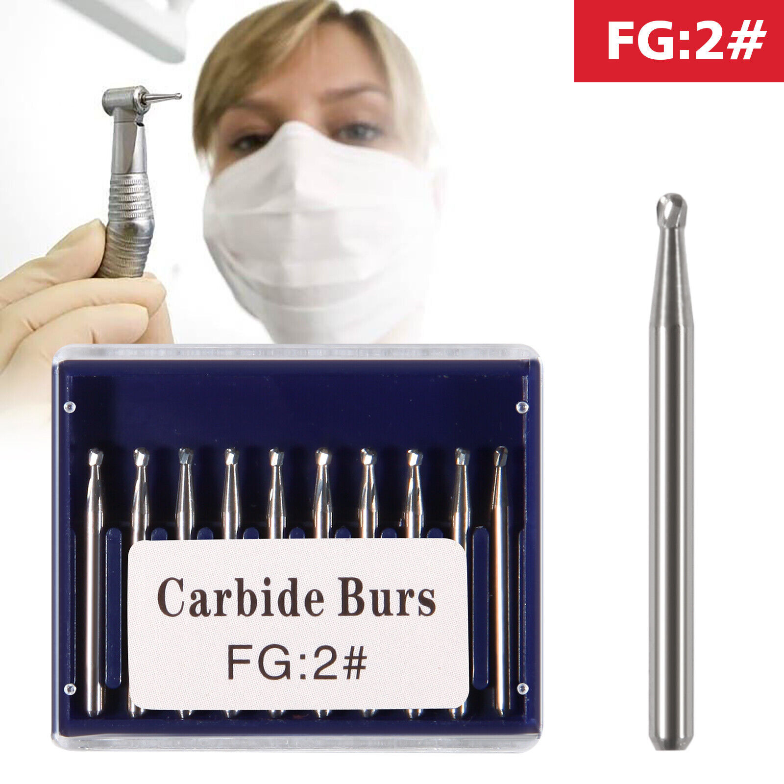 Dental Tungsten Carbide Bur FG Dills Round Type For High Speed Handpiece