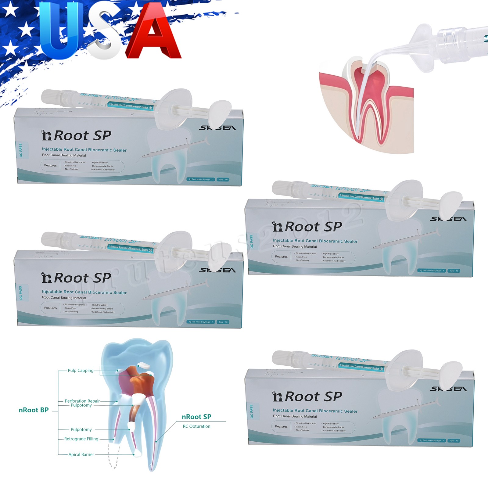 1g SP Dental Injectable Root Canal Bioceramic Sealer Endodontic Sealing Filling