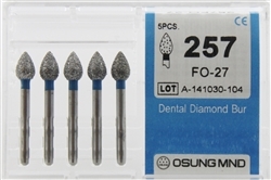 Dental Diamond Burs, Standard Grit Multi-Use, 5 Pcs/Pk [257FO-27]