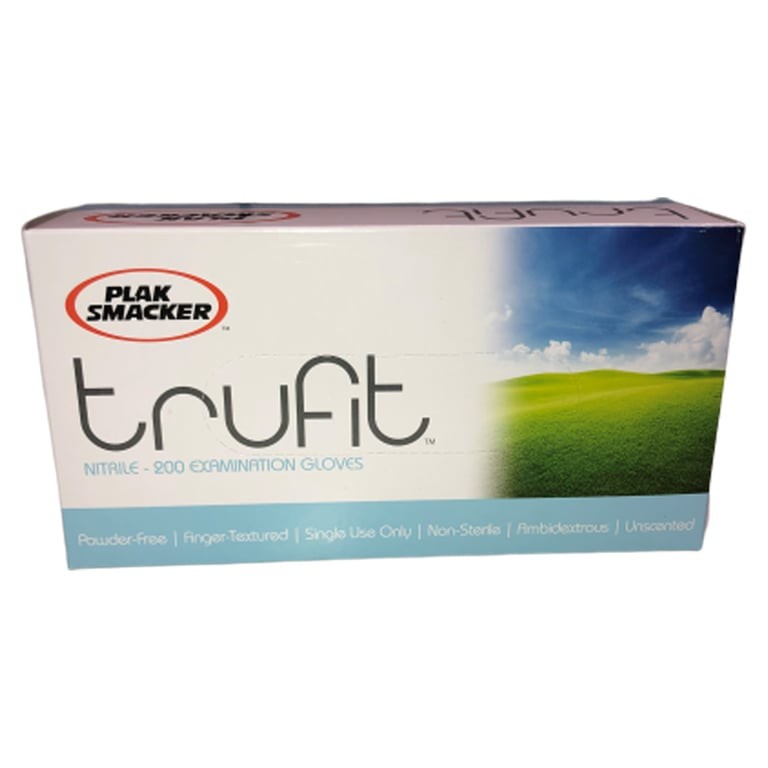 Plak Smacker 200052 Trufit Nitrile Exam Gloves Extra Small Blue 200/Pk