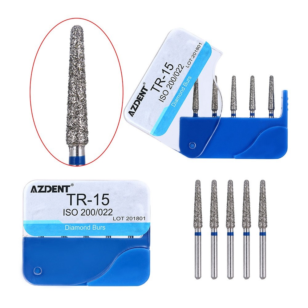 100Pcs 20Types Dental Diamond Burs for High Speed Handpiece Medium Friction Grip