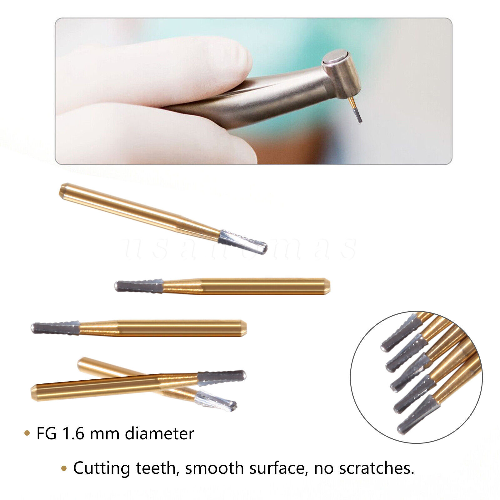 10Pcs Dental Tungsten Carbide Burs Crown Cutter Cutting Transmetal FG 1957