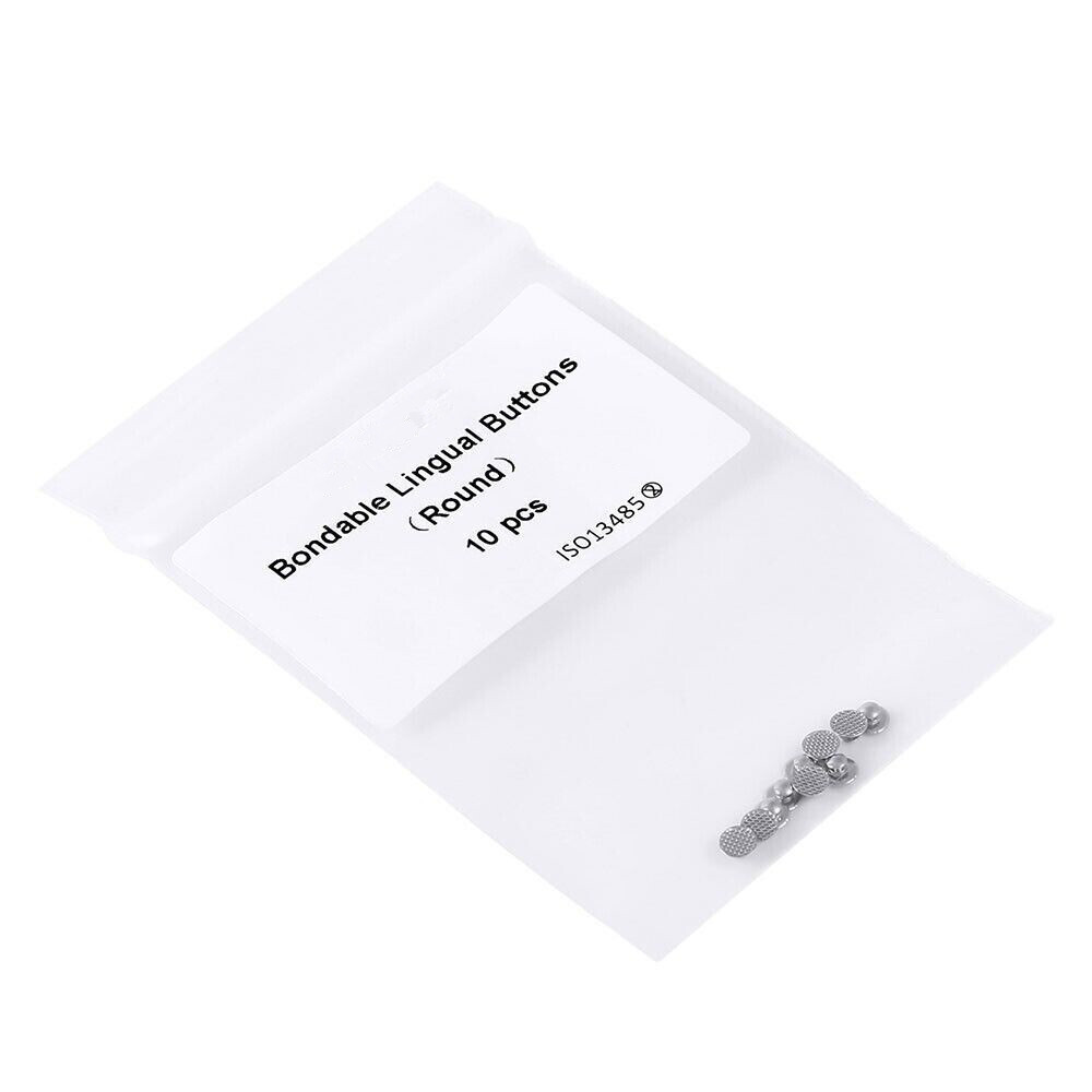 10 Pcs/Bag Dental Orthodontic Metal Round Mesh Base Lingual Button Bondable