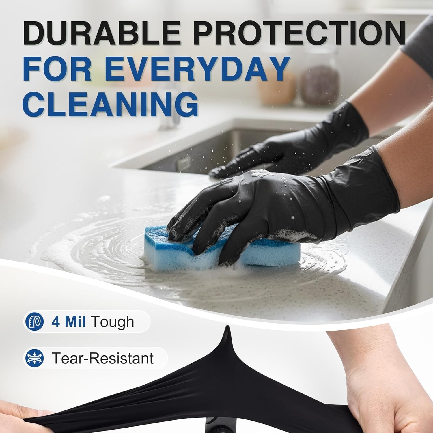 Black Nitrile Exam Gloves 4 Mil XL Disposable Powder-Free Food Safe