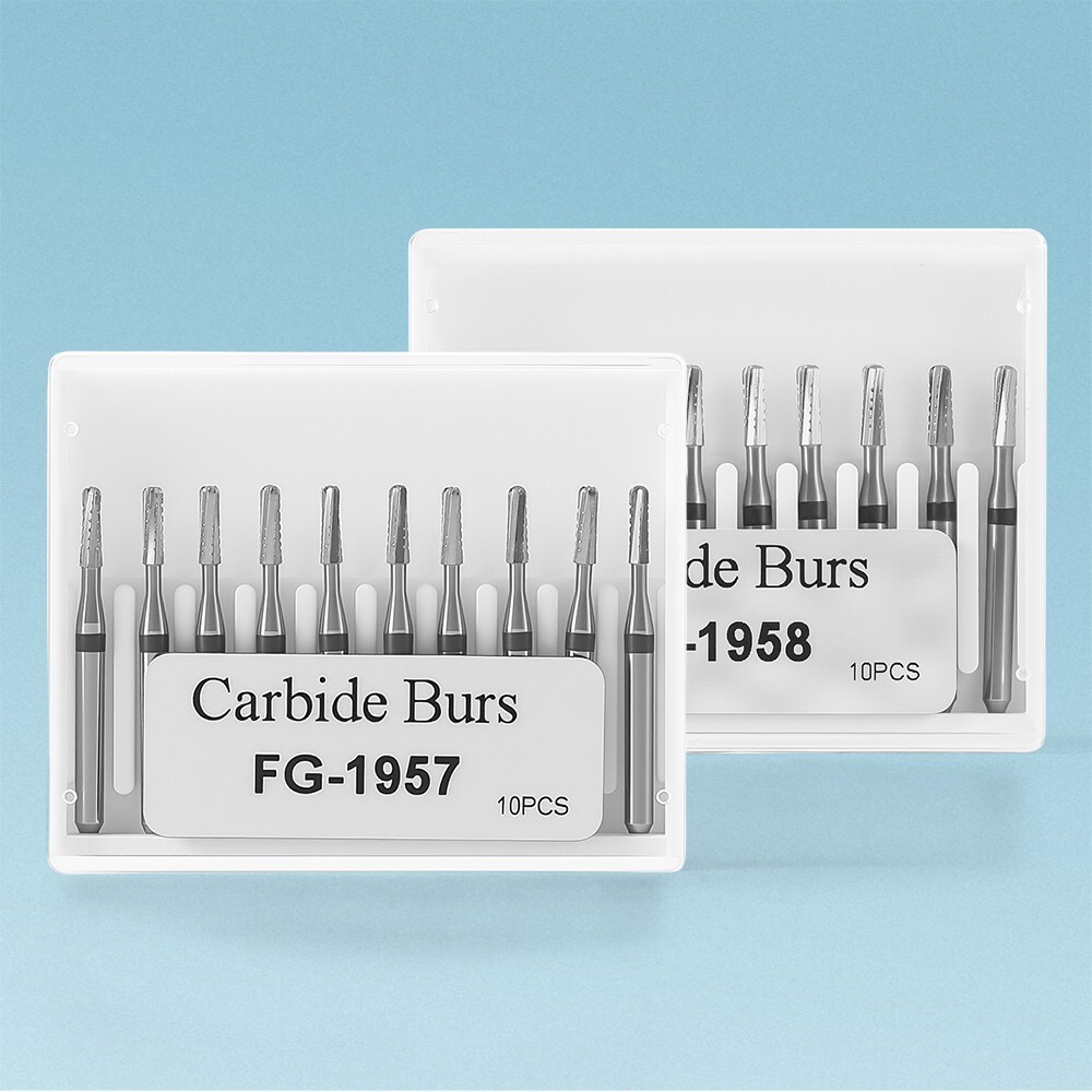 Dental Tungsten Steel Carbide Crown Metal Cutting Bur FG-1957/FG-1958 High Speed