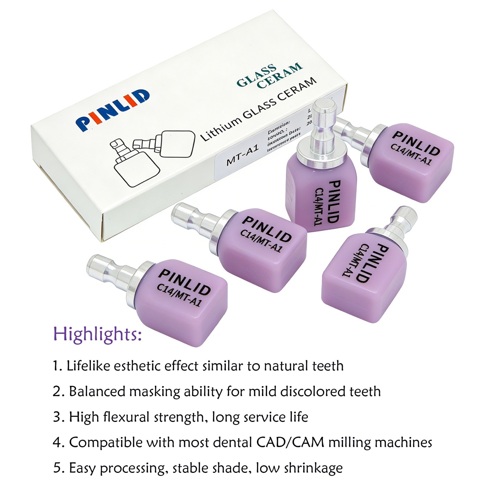 MT C14 Dental Emax CAD/CAM Glass Ceramic Blocks Lithium Disilicate CEREC Block