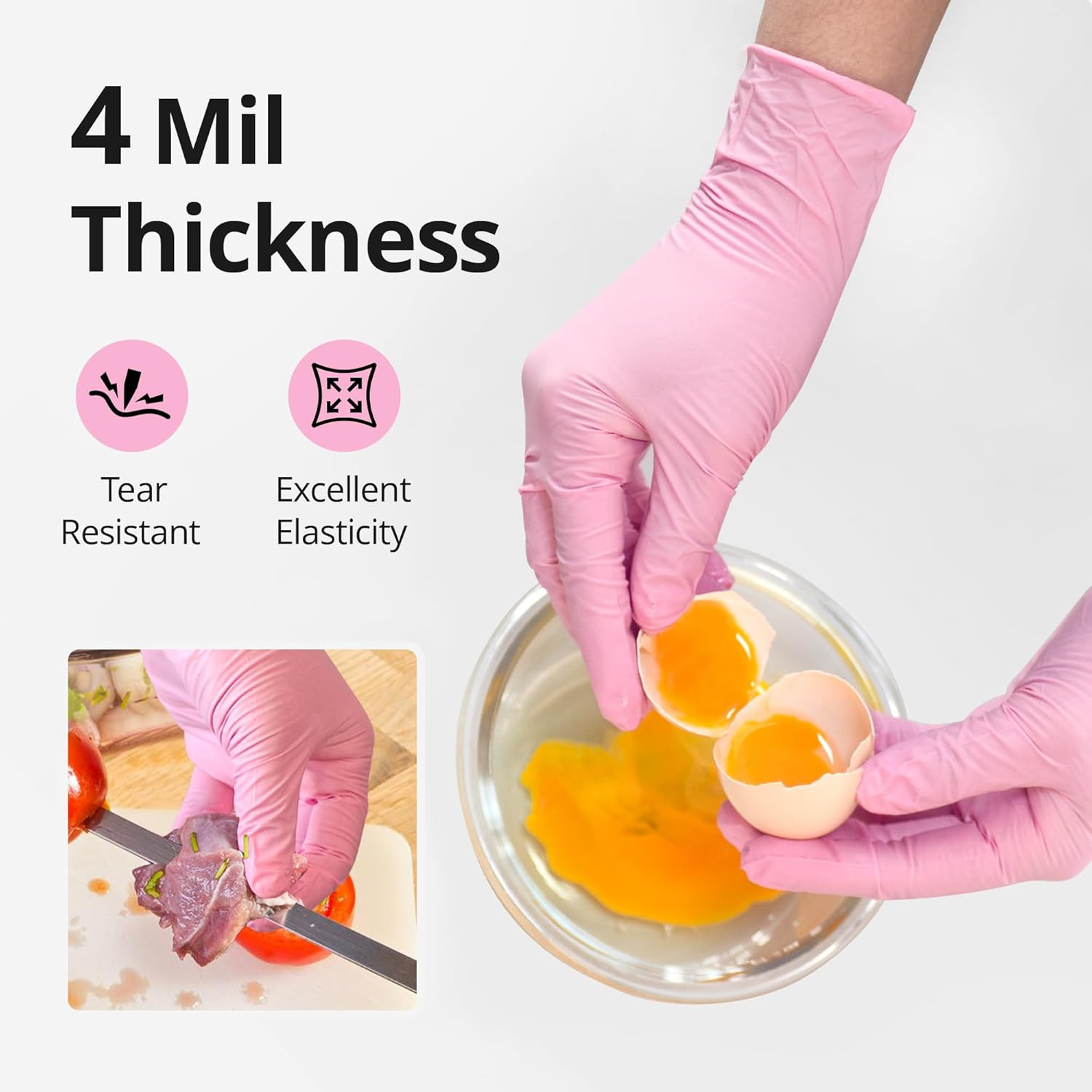 Swiftgrip Nitrile Exam Gloves, 4 Mil, Cherry Blossom, Food Safe Gloves Disposabl