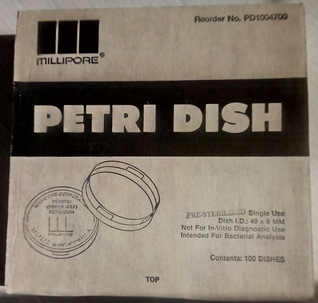 Millipore 49 x 9 mm petri dish box of 100