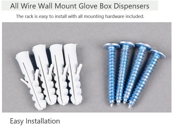 3 Sizes Wire Glove Box Holder Wall-Mount Saves Counter Space White Coated