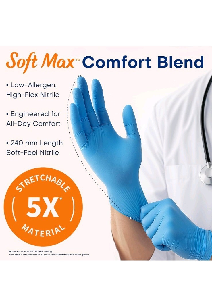 Medical Soft Max™ Nitrile Exam Gloves 1000 Pcs Latex-Free Powder-Free Food Safe