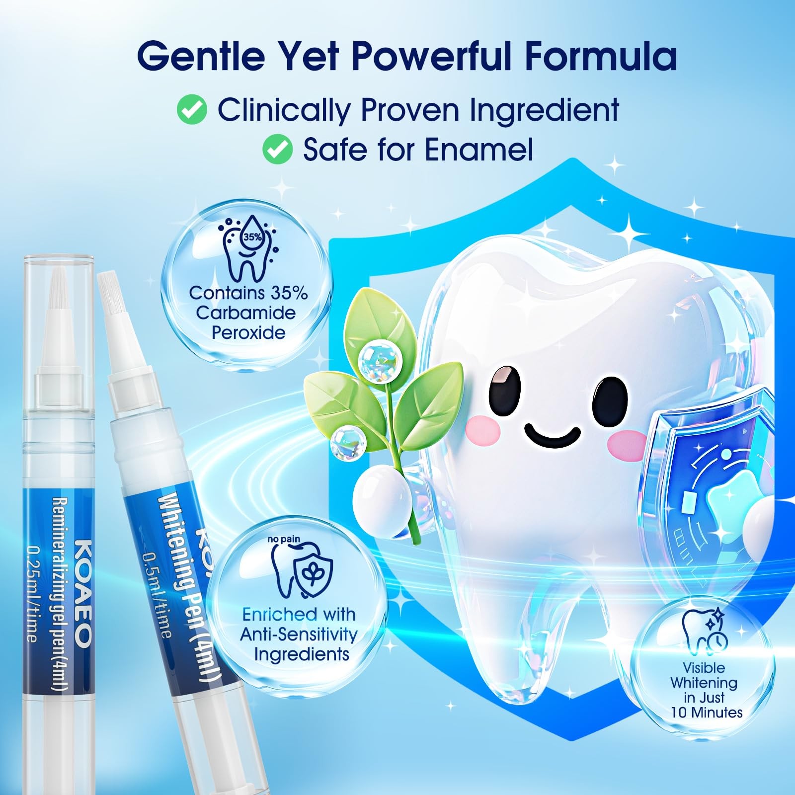 Teeth Whitening Kit: 3 Whitening Pens & 2 Desensitizing Pens + LED Light