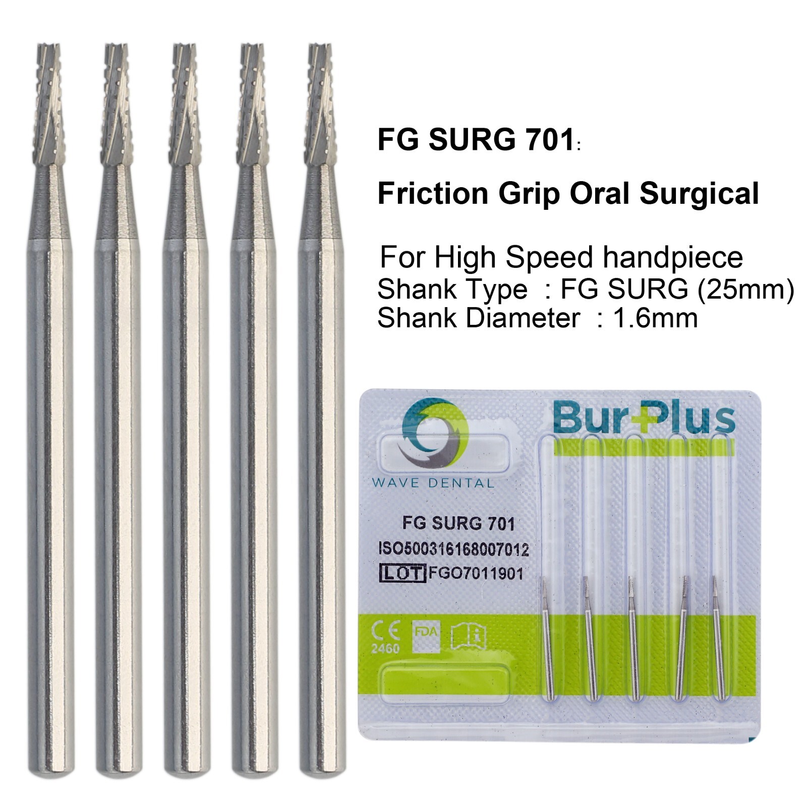 Wave Dental Surgical Bur Round Long 25mm Carbide Bur Friction Grip FG High Speed