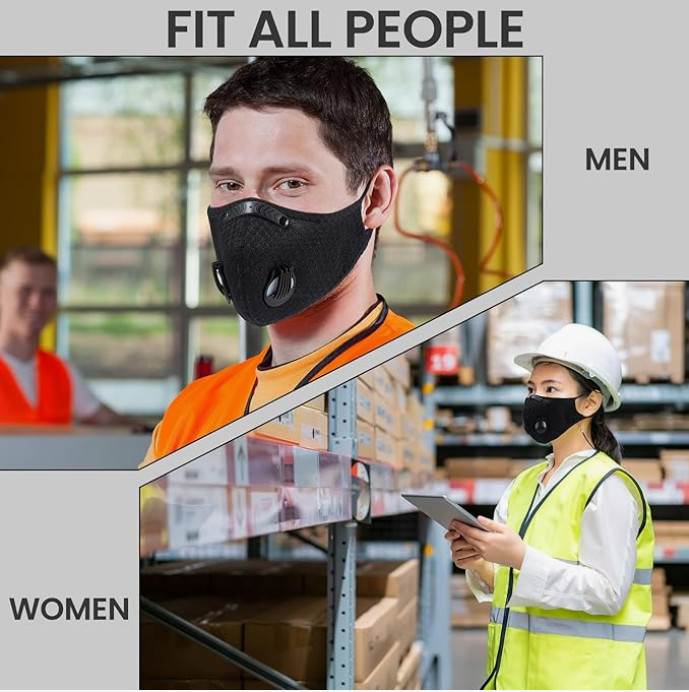 Anti Pollution Half Face Mask Respirator W/ Filters Washable Reusable Facepiece