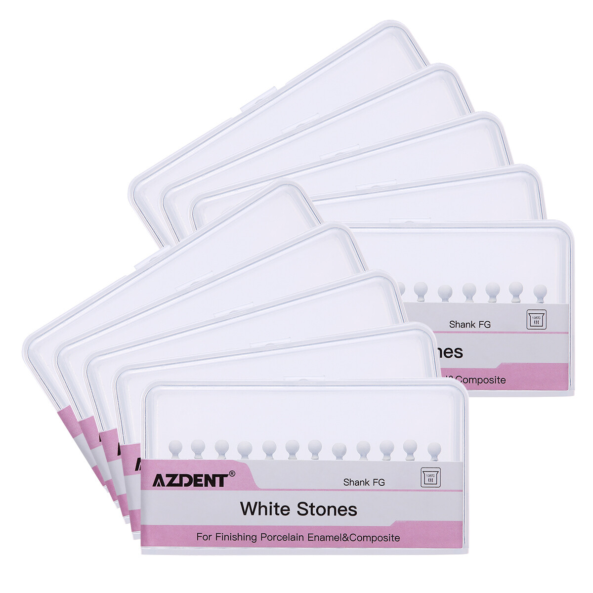 Dental Polishing Burs -FG Abrasion Points Bur Round Mounted White Stone 12/pack
