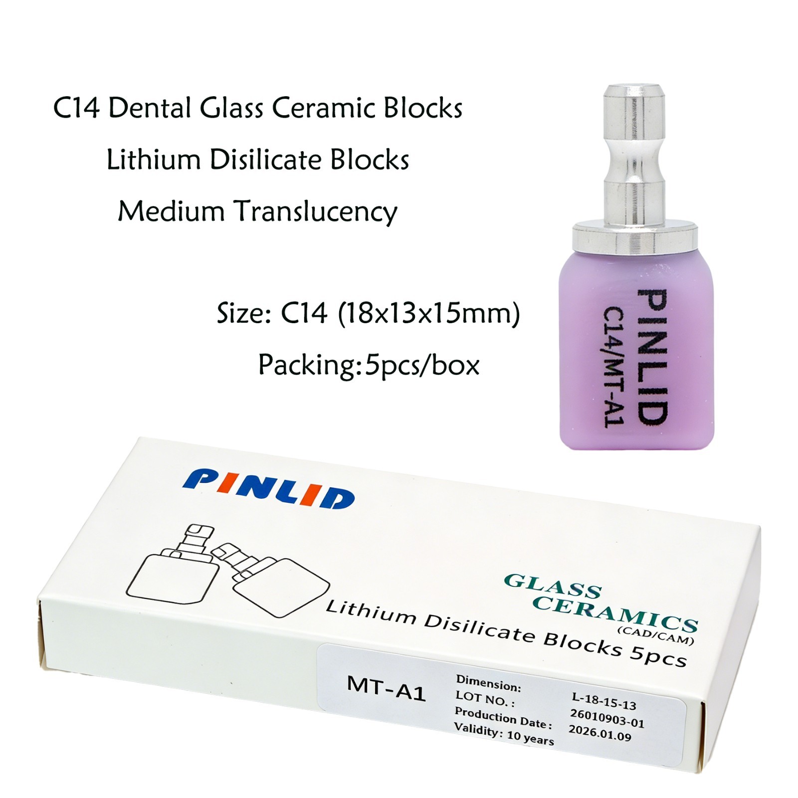 C14 Dental Emax Lithium Disilicate Blocks Glass Ceramic CAD/CAM CEREC HT/LT/MT