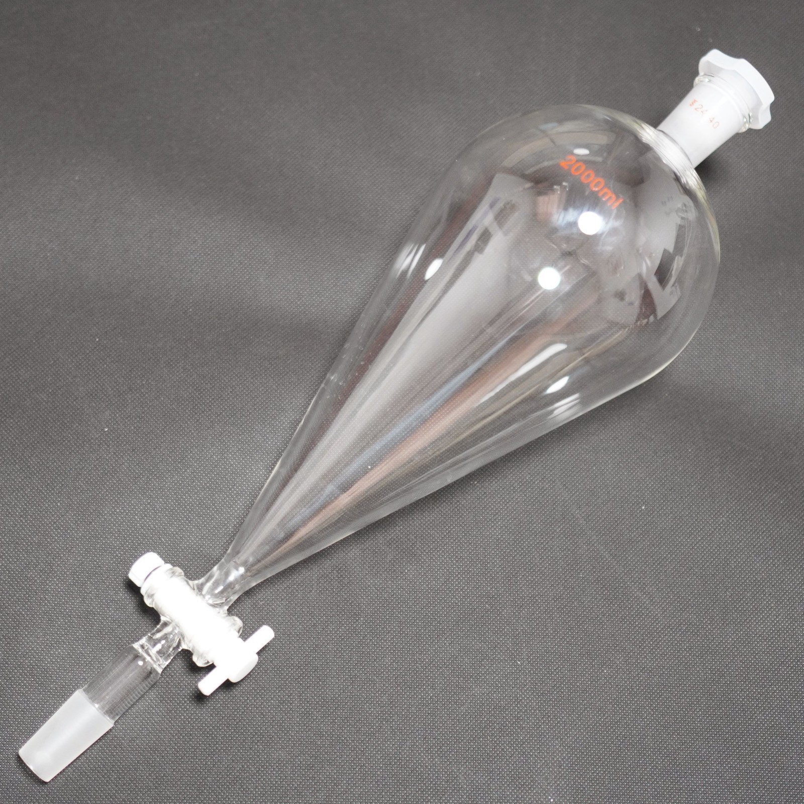 Lab glass separatory funnel 250 ml-5000 ml, telfon stopcock glass separator