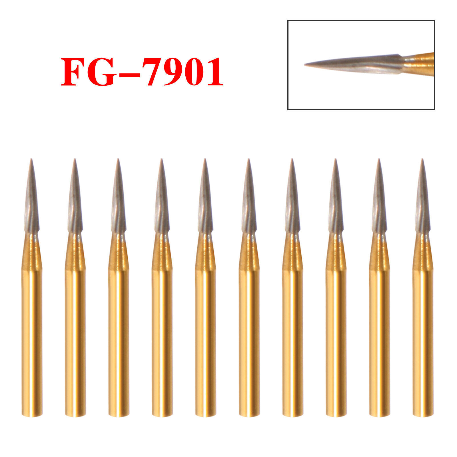 10 Pcs Dental Tungsten Carbide Trimming & Finishing Burs Drill Smooth FG 7901