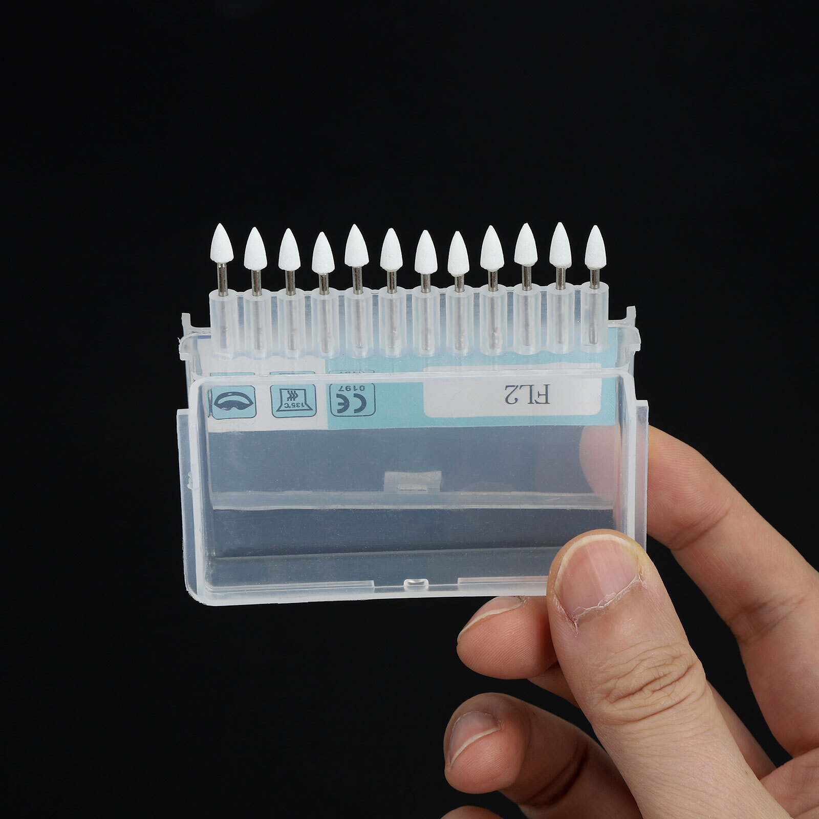 Dental Flame Mounted White Stone Polishing Burs FG Abrasion Point Burs 12pc/Pack