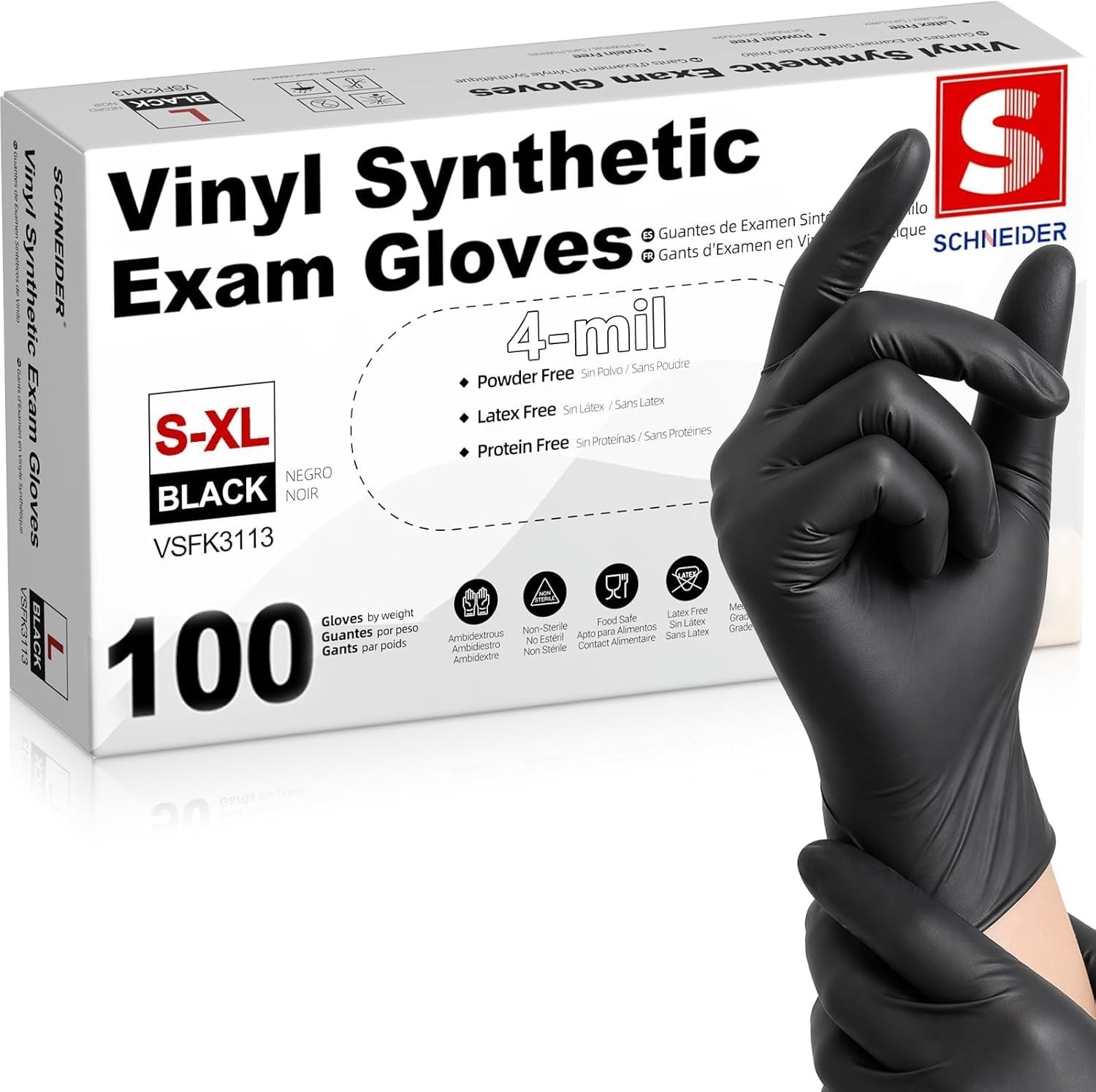 Waterproof Vinyl Gloves, 4 Mil Thickness – Versatile Disposable Gloves, 100 Pack