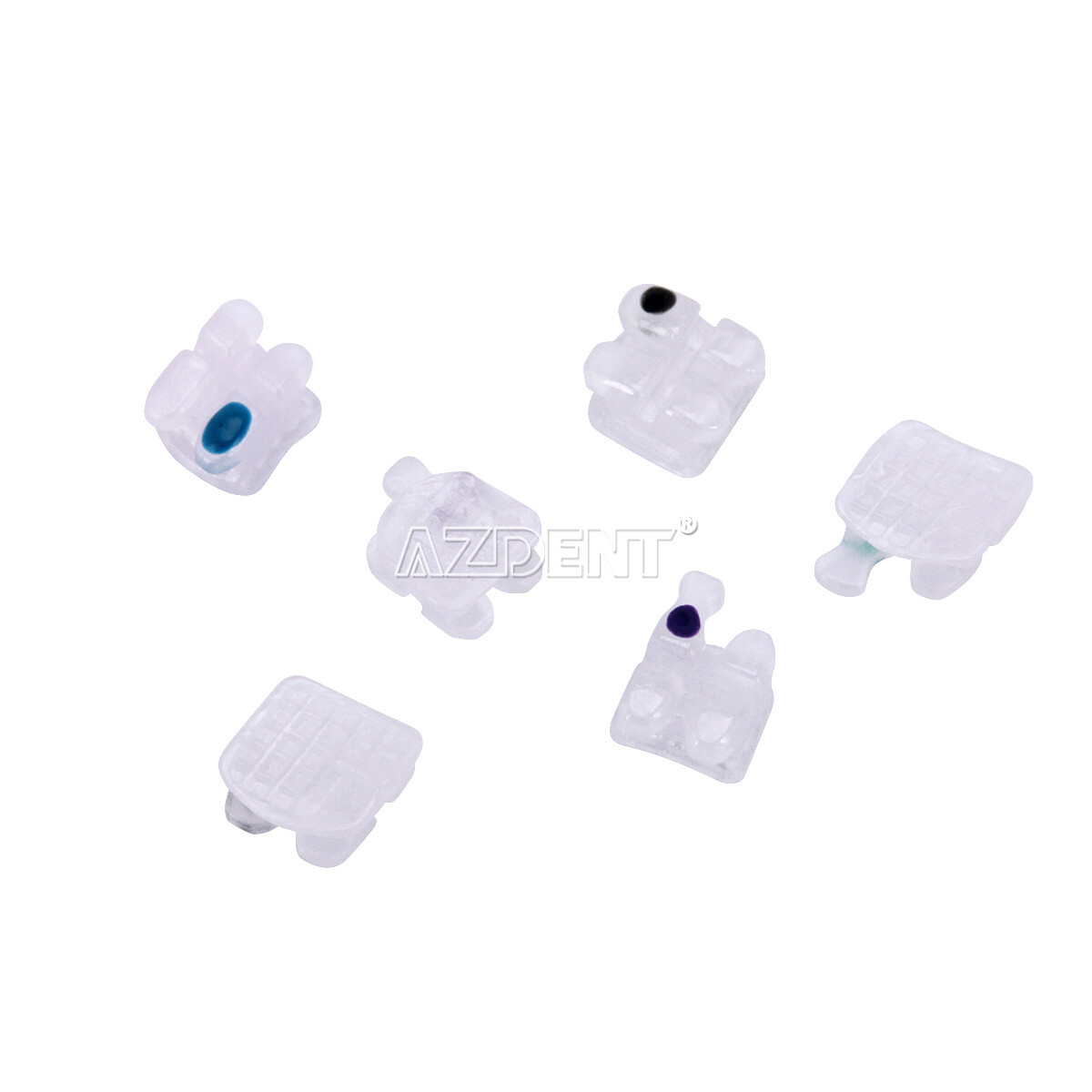10 Packs AZDENT Dental Orthodontic Ceramic Brackets Braces 5*5 MBT.022 Hooks 345
