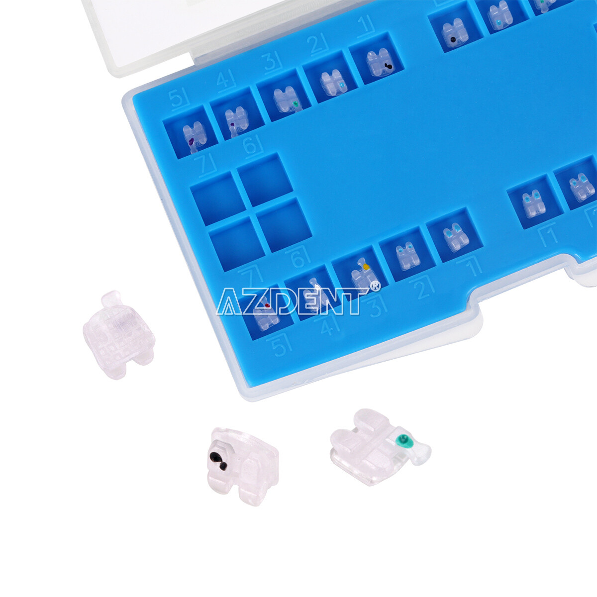 AZDENT Dental Orthodontic Ceramic Bracket Braces MBT /Roth 018 /0.022 Hooks 345
