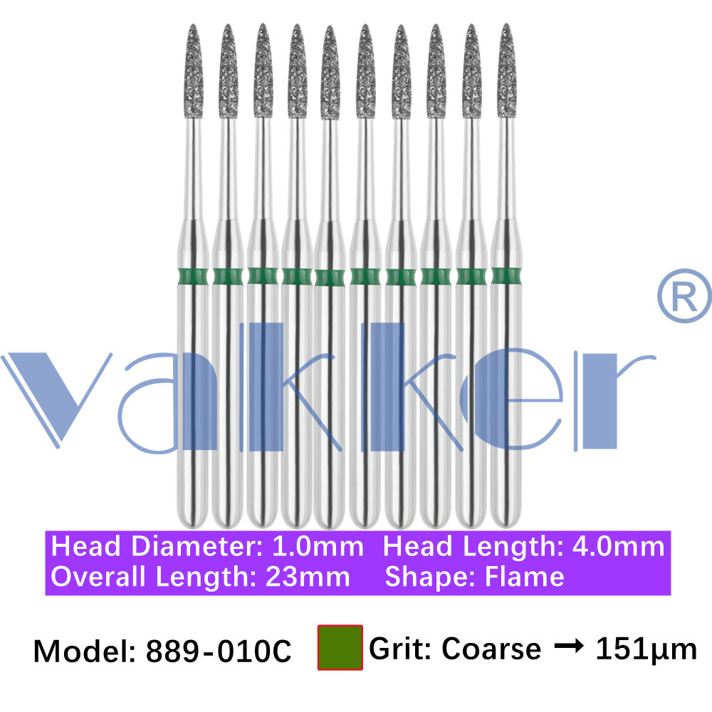 10pc/pk Diamond Burs Shape Flame Diamond Bur Super Fine Medium Coarse