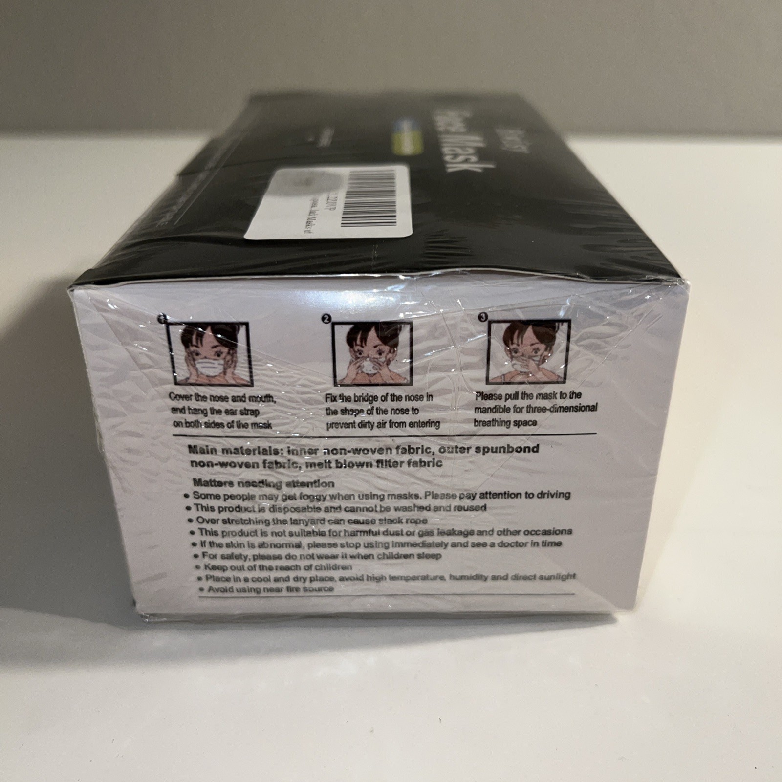 50/100Pcs Black KN95 Face Mask 3 Layer BFE 95% Disposable Respirator USA Seller