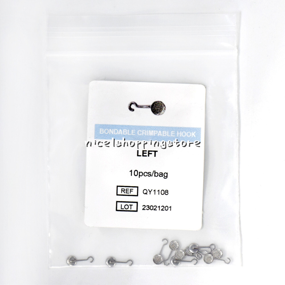 10 Pcs/Bag Dental Orthodontic Bondable Sliding Crimpable Hook Curved Left/Right