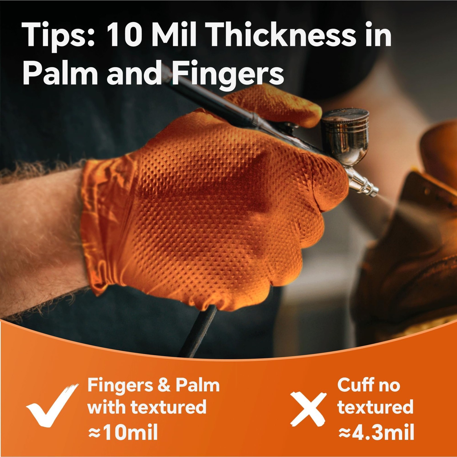 10mil Nitrile Gloves Thick,Industrial Disposable Gloves with Diamond Textured…