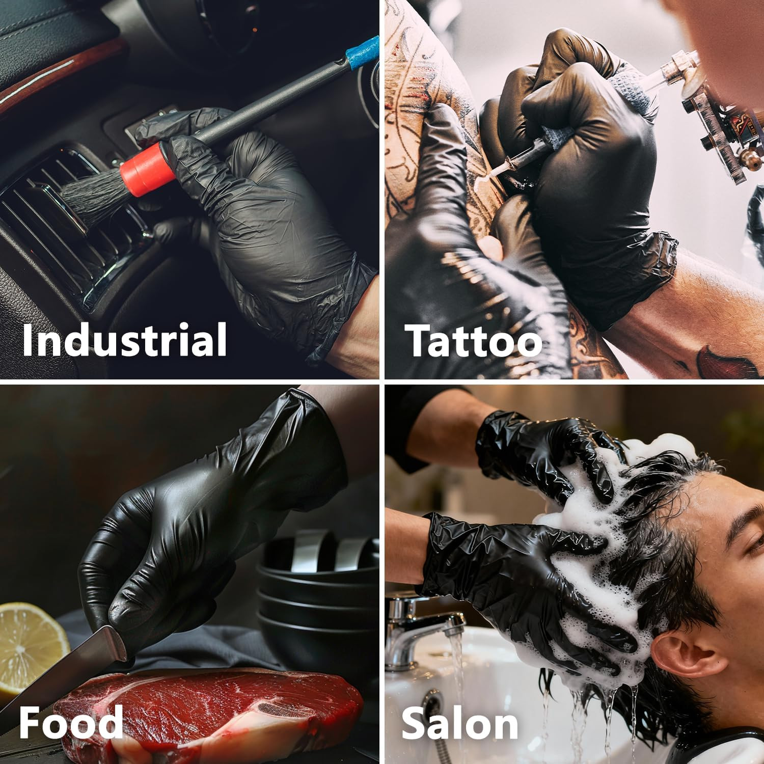 5 Mil Nitrile Gloves Black GP50 – Latex & Powder Free – Disposable – Food Safe –
