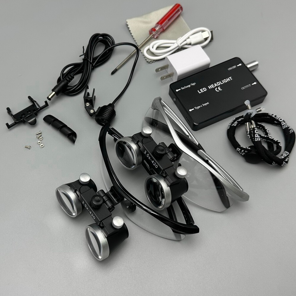3.5X-420 Dental Binocular Loups Clip-on Magnifying Loupe for Glasses US/EU Plug