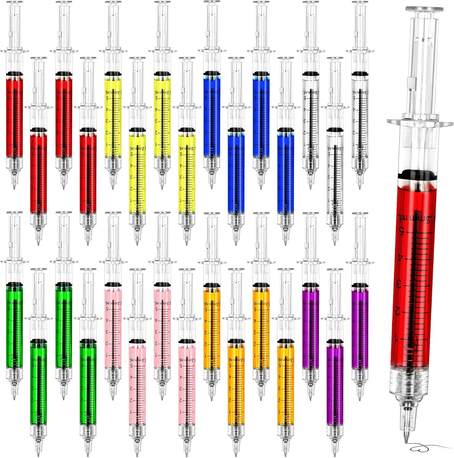 30 PCS Syringe Pens, Multi-Color Nurses Week Gifts Bulk, Retractable Nurse Ballp