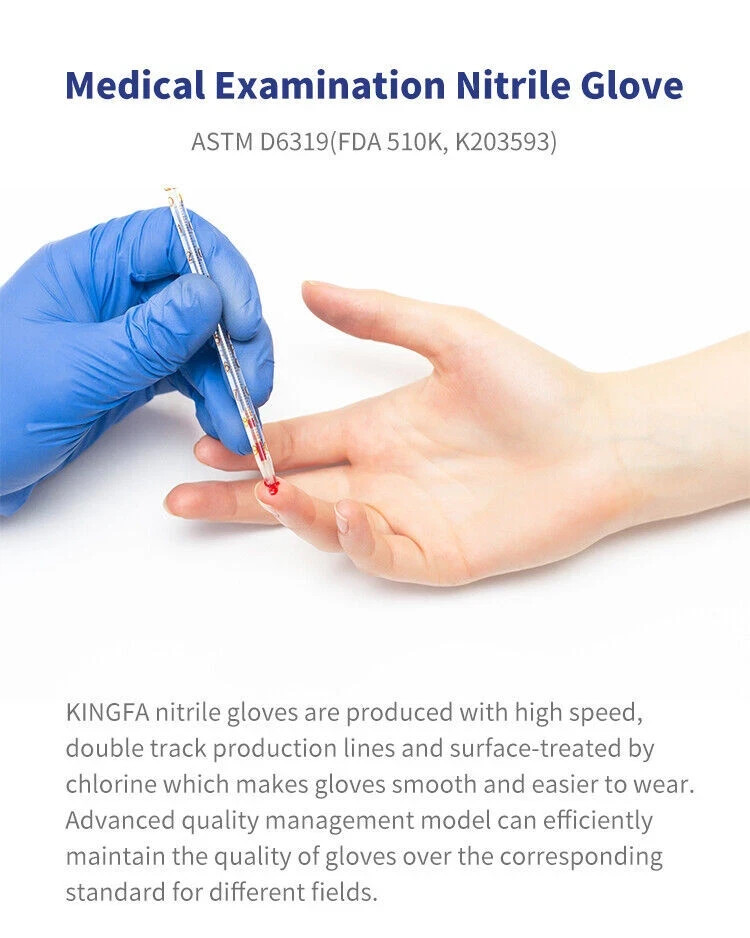 Blue Nitrile Medical Gloves Powder Free & Latex Free Disposable | 3 mil