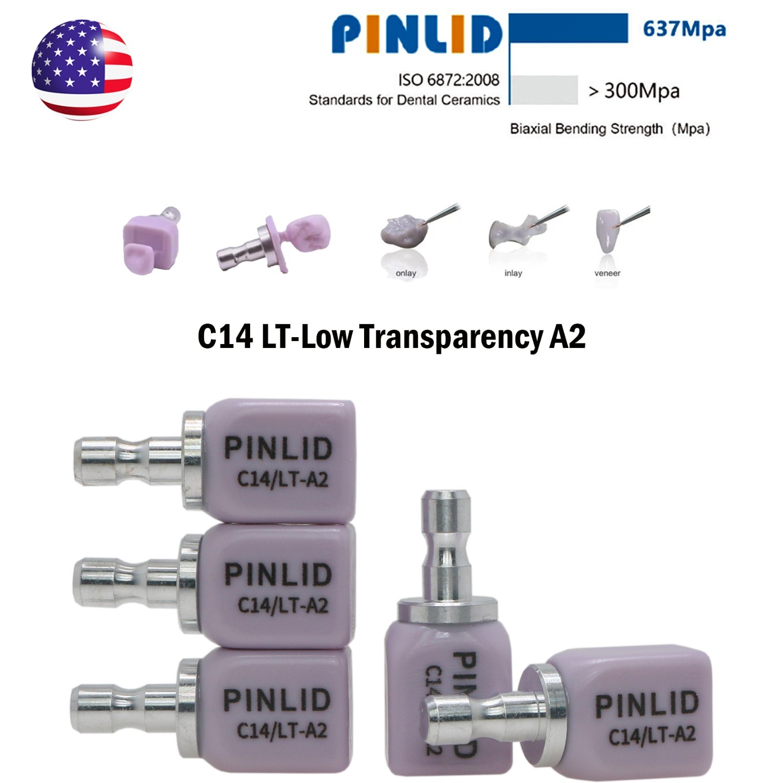 C14 Dental Emax CAD/CAM CEREC Ceramic Blocks Lithium Disilicate Block – 5pcs/Box