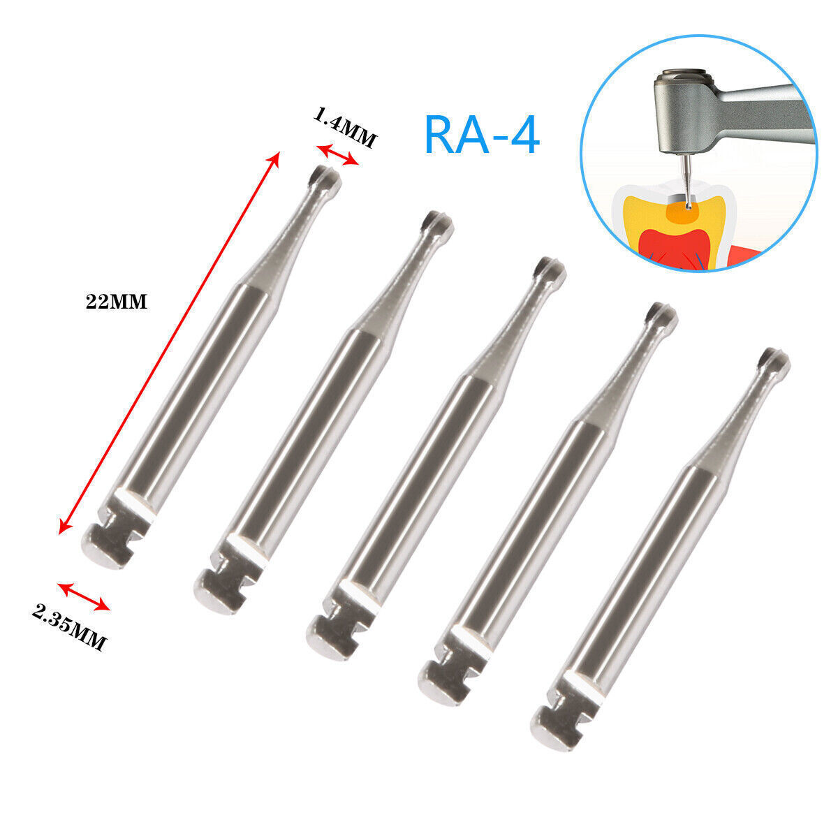 5Pcs Dental Carbide Bur Round f/ Slow Speed Latch Type RA#1-#8 Burs Contra Angle