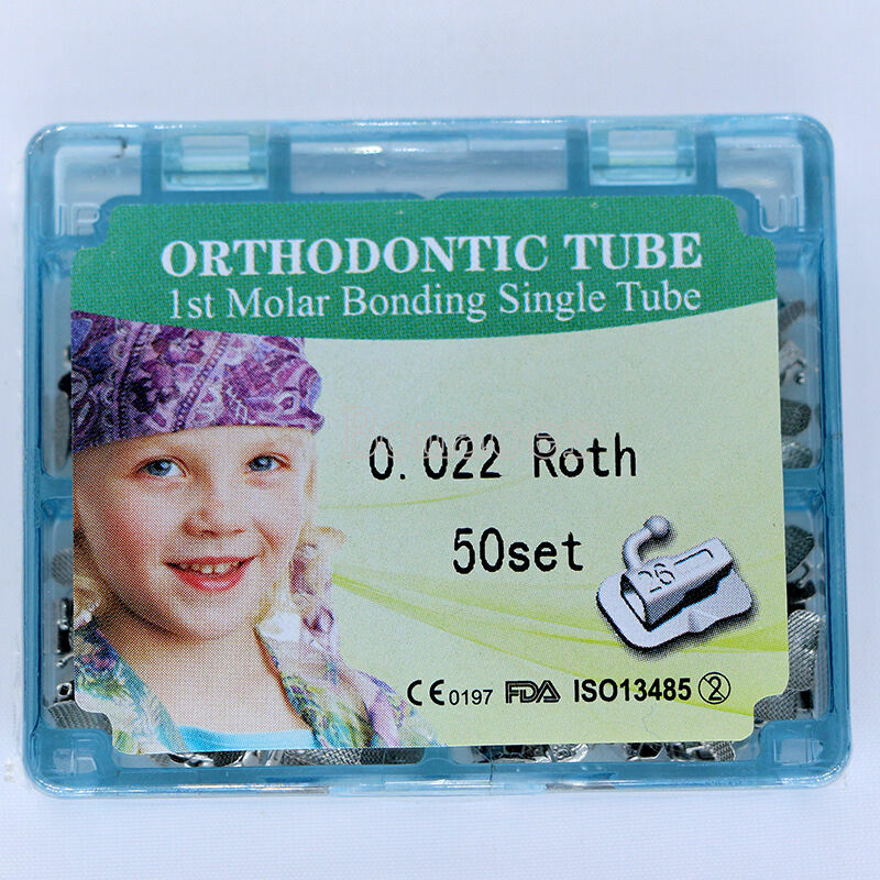 Dental Orthodontic Buccal Tube Bonding Single Tube 1st molar 022 Roth 50 set/box