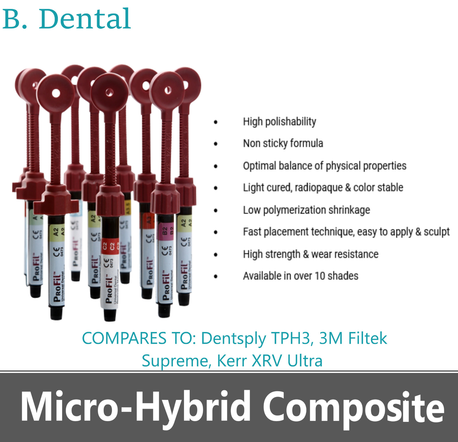 Dental Silmet ProFil Micro Hybrid Composite Universal All Shades – Syringe 4g.