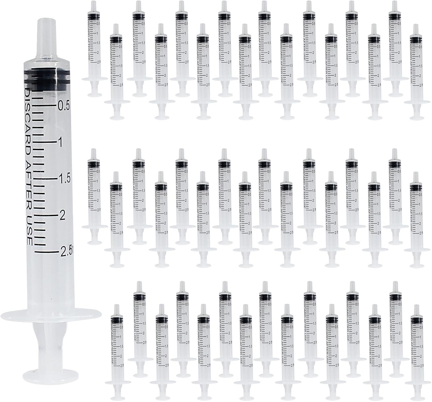 1/2/3 Ml Plastic Syringe, No Needle, Individually Wrapped, Clear Measurement