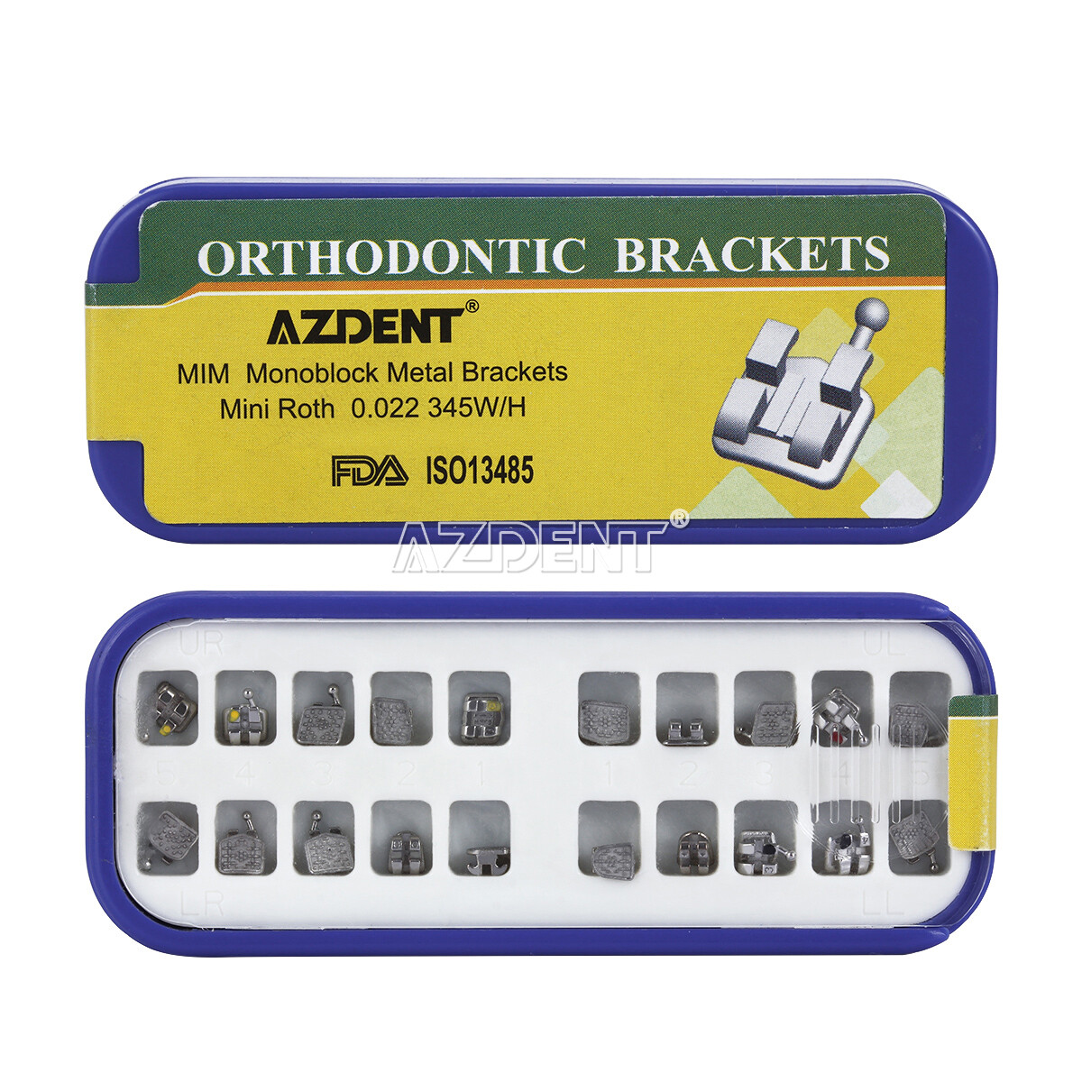 Dental Orthotic MIM Monoblock Metal Bracket Braces Mini Roth / MBT.022 Hooks 345
